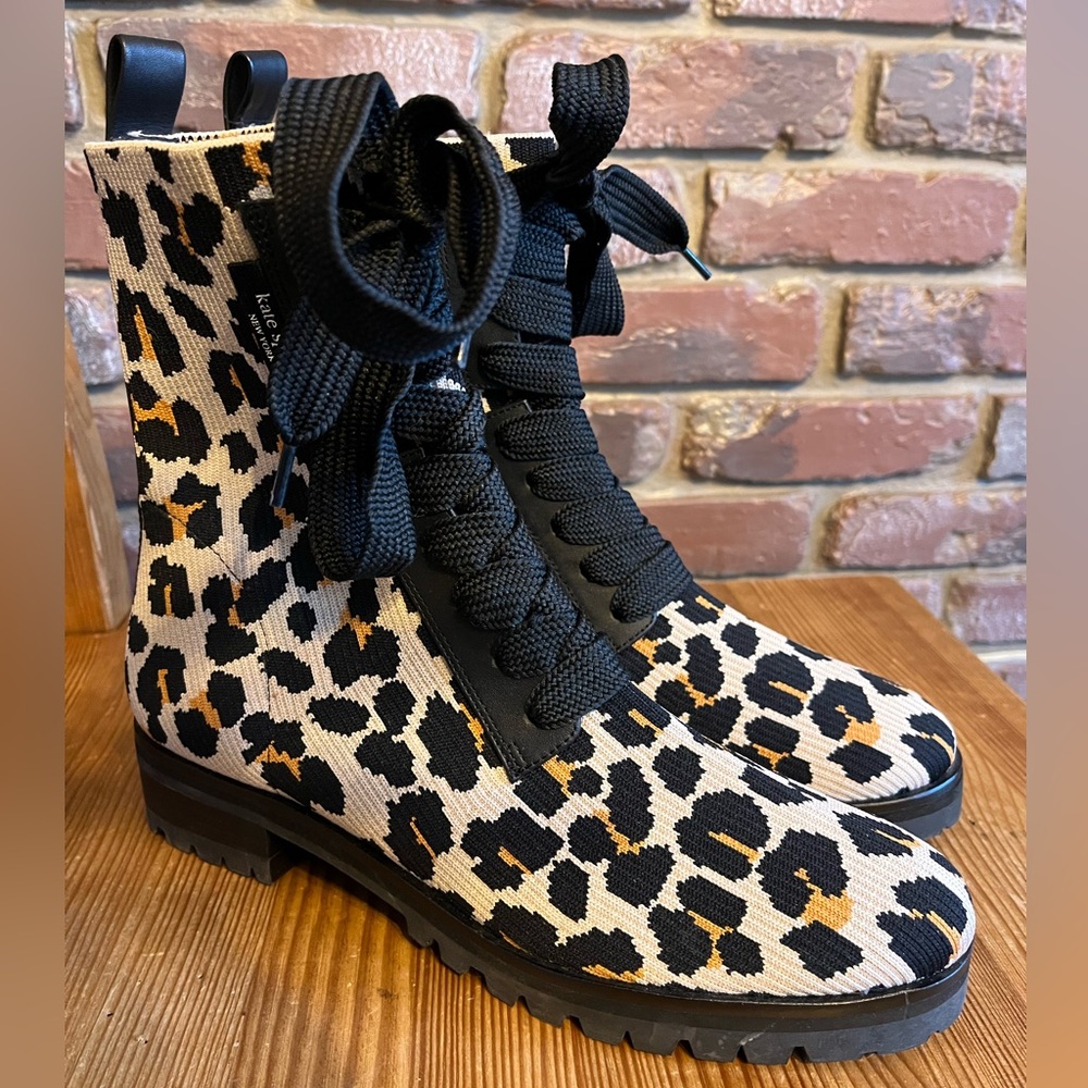 Leopard Print Lace-Up Ankle Boots